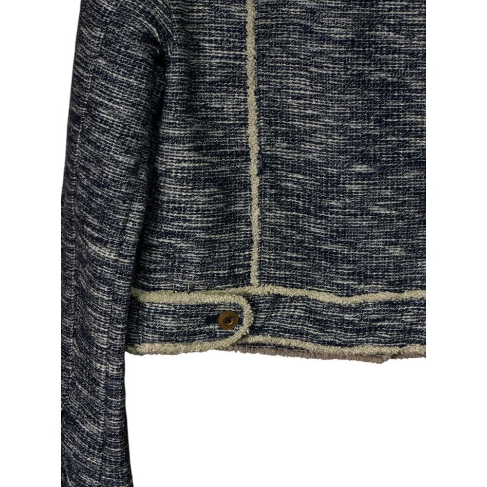 Anthropologie Ett:Twa Blue Tweed Trucker Jacket – XS – Textured Trim - Picture 9 of 16